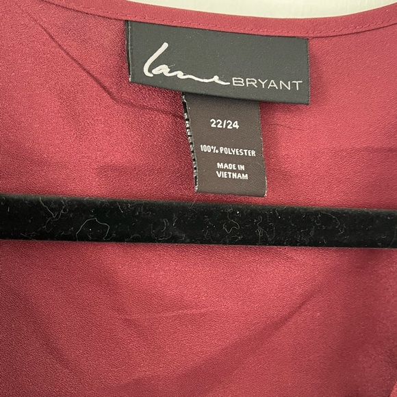Lane Bryant Burgundy Blouse Top Tunic Gold Zipper Buttons Size 22/24 - Picture 5 of 10